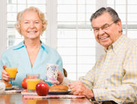 Senior Citizens enjoying Congregate Meals Breakfast