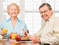 Senior Citizens enjoying Congregate Meals Breakfast